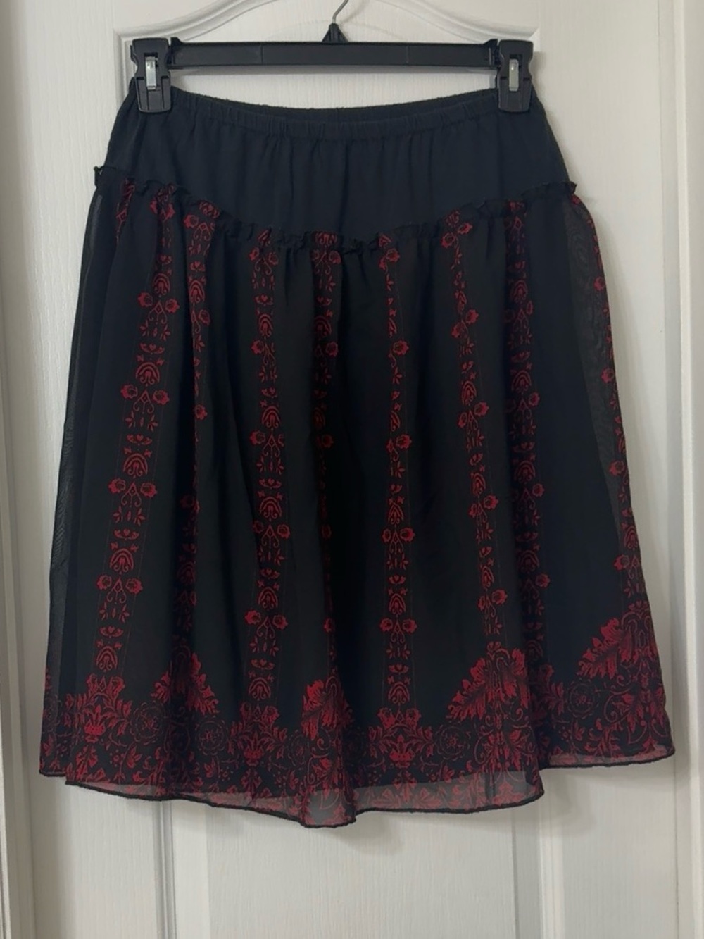 Mix Nouveau sheer chiffon midi skirt lined elastic waist size M